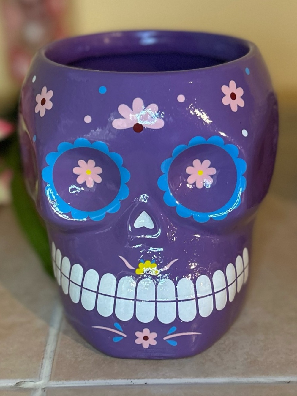 Sugar Skull Ceramic purple